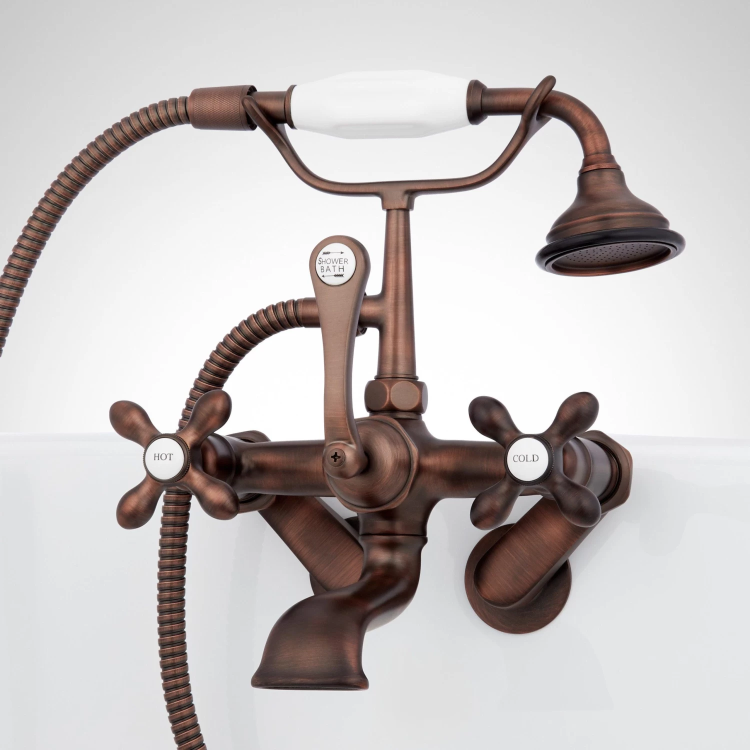 Tub Wall-Mount Telephone Faucet & Hand Shower - Cross Handle - Image 5