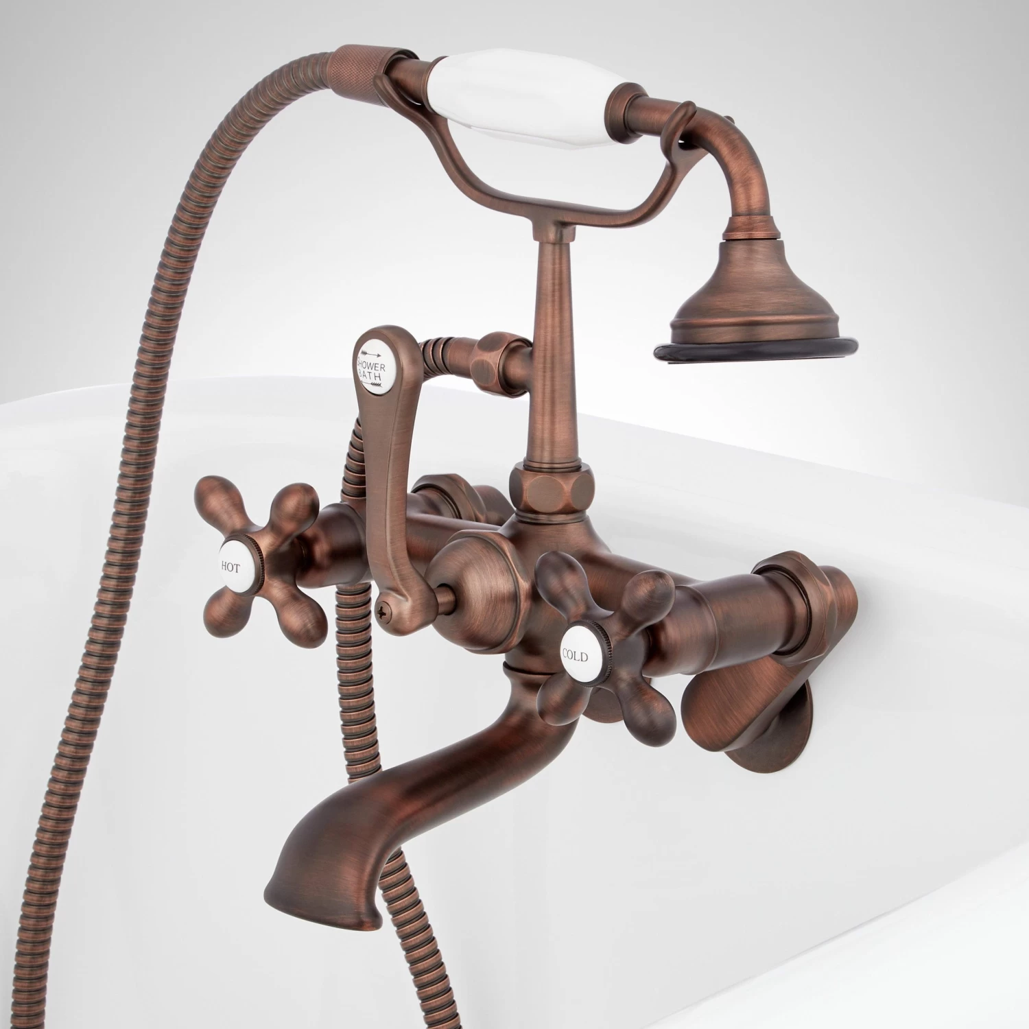 Tub Wall-Mount Telephone Faucet & Hand Shower - Cross Handle - Image 6