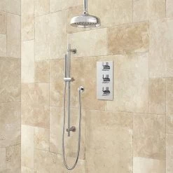Isola Thermostatic Shower System With Rainfall Shower - Modern Hand Shower