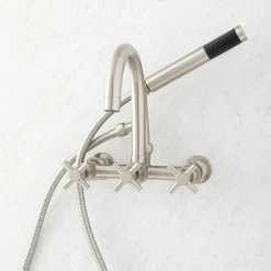 Sebastian Wall-Mount Tub Faucet With Cross Handles And Wall Couplers