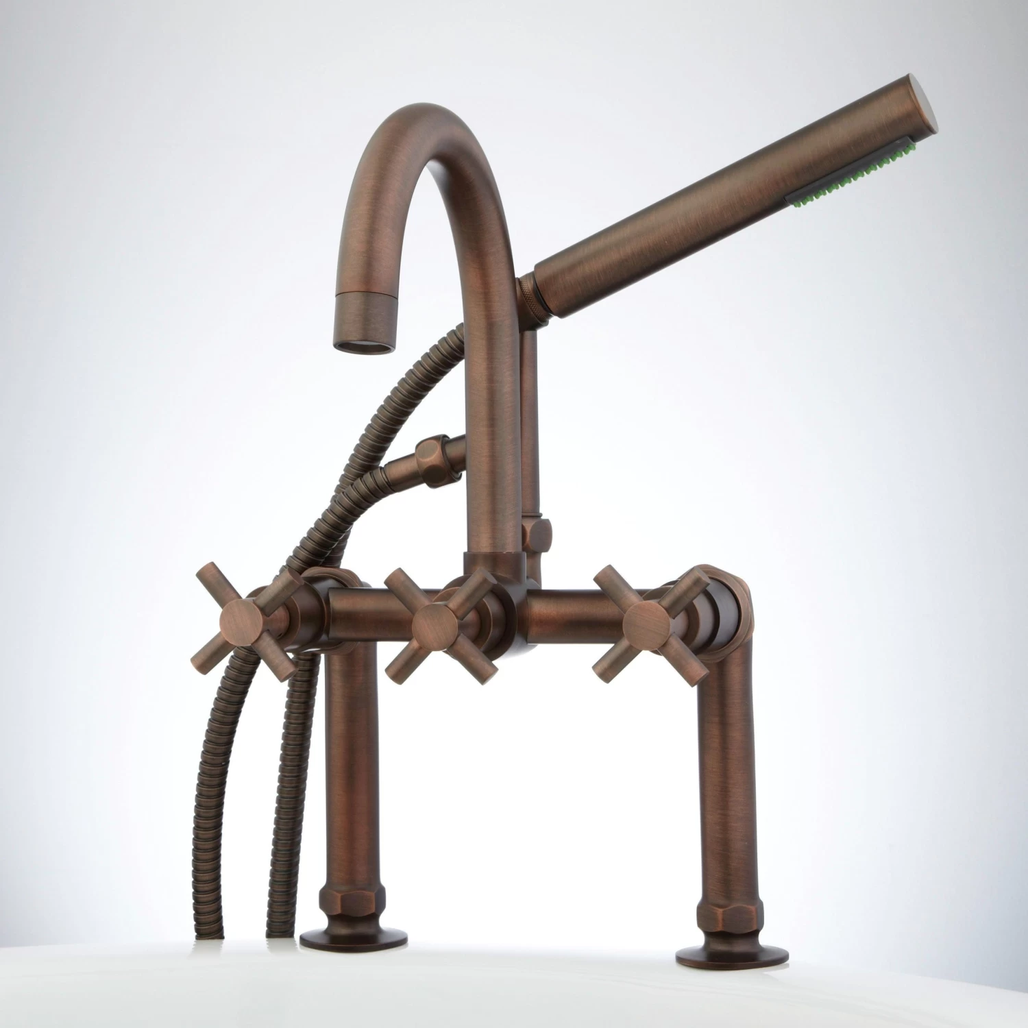 Sebastian Deck-Mount Tub Faucet And Hand Shower - Cross Handles - Image 7