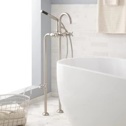 Sebastian Freestanding Tub Faucet, Supplies, Valves - Cross Handles