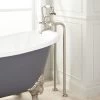 Freestanding Telephone Tub Faucet & Supplies - Porcelain Lever Handles