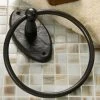 Solid Bronze Towel Ring With Gothic Oval Base - Dark Bronze