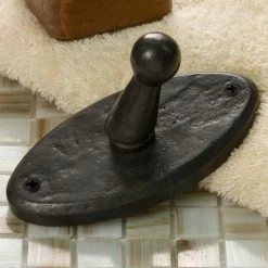 Solid Bronze Robe Hook With Gothic Oval Base - Dark Bronze