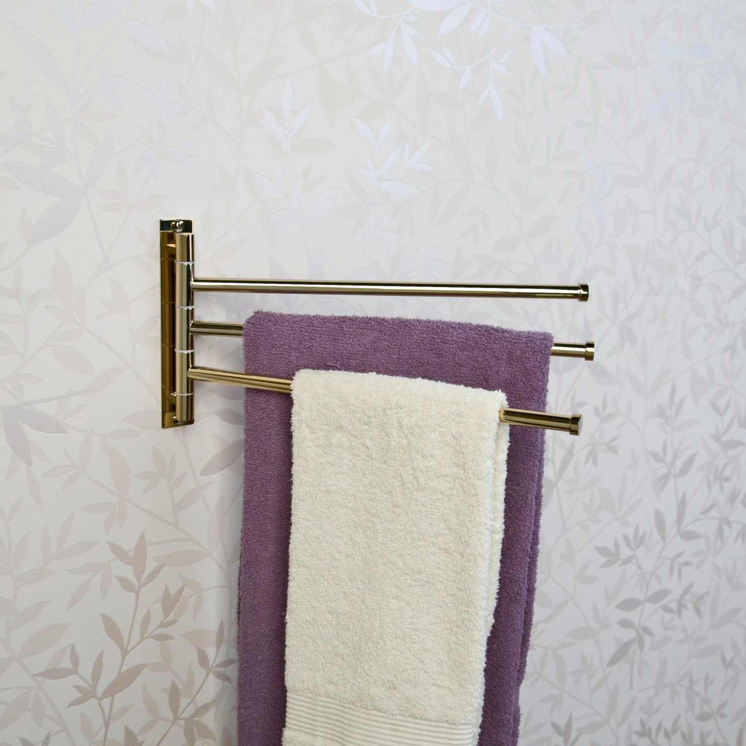 Solid Brass Triple Swing Arm Towel Bar - Image 3