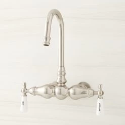 Gooseneck Spout Wall-Mount Tub Faucet With Wall Couplers
