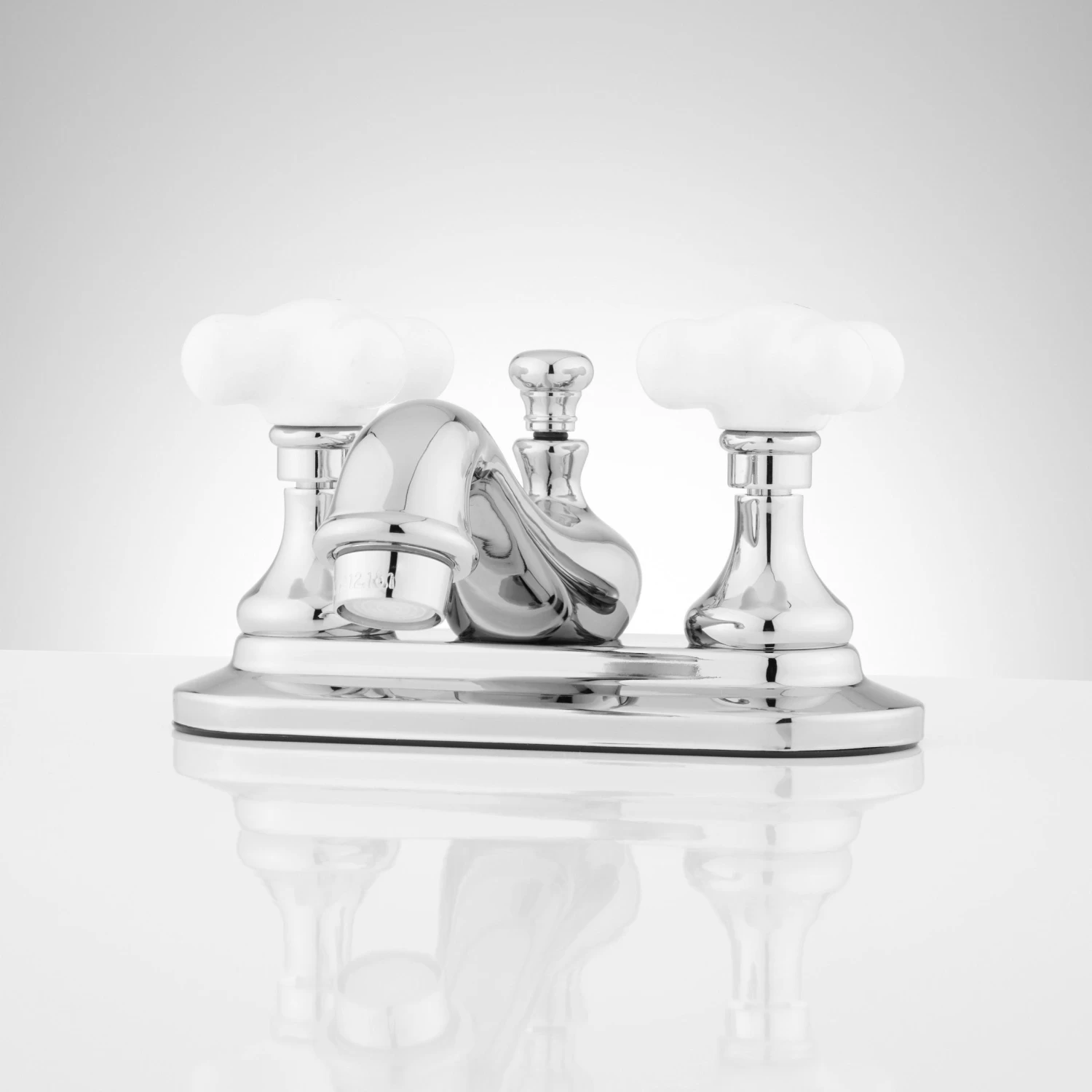 Teapot Centerset Bathroom Faucet - Porcelain Cross Handles - Image 3