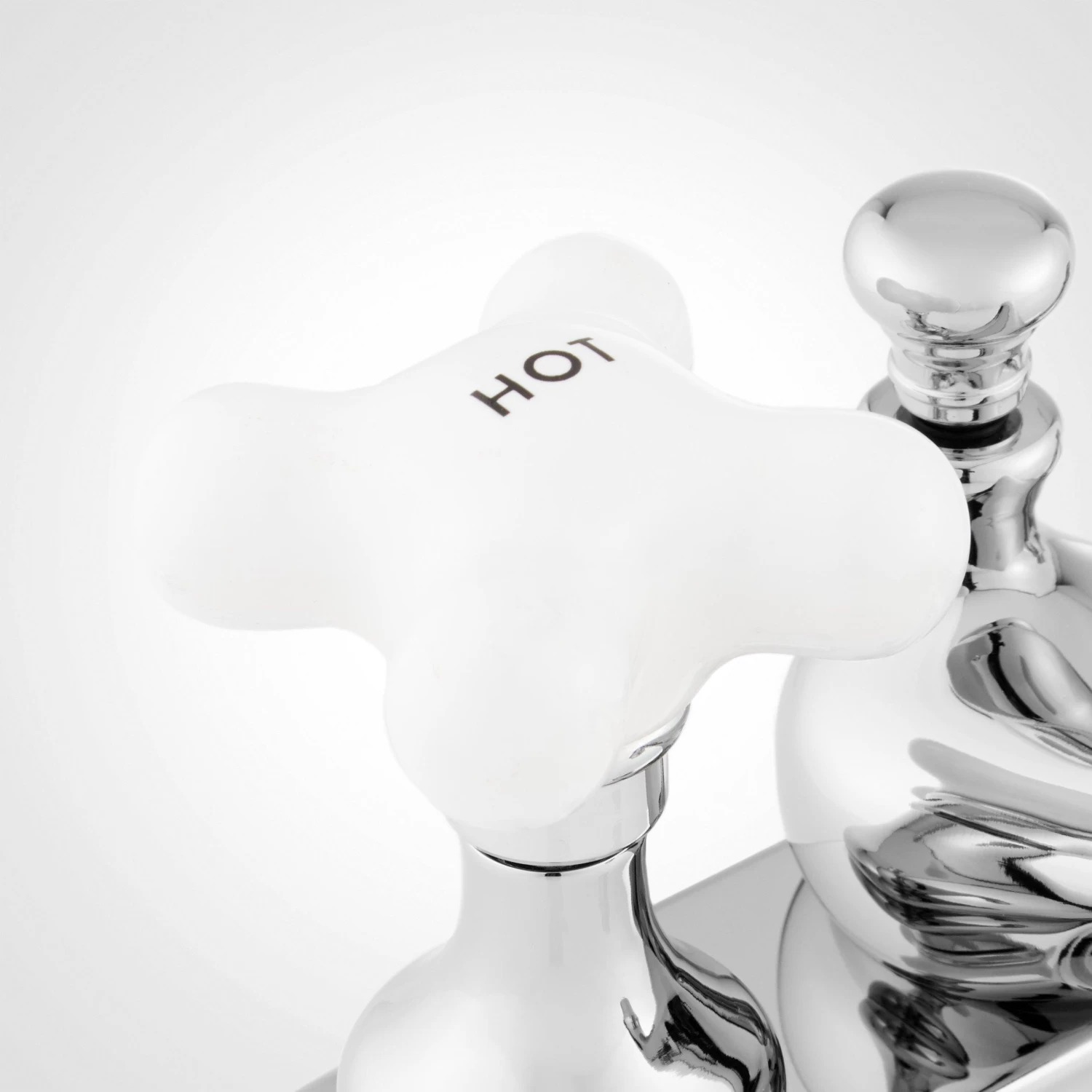 Teapot Centerset Bathroom Faucet - Porcelain Cross Handles - Image 5