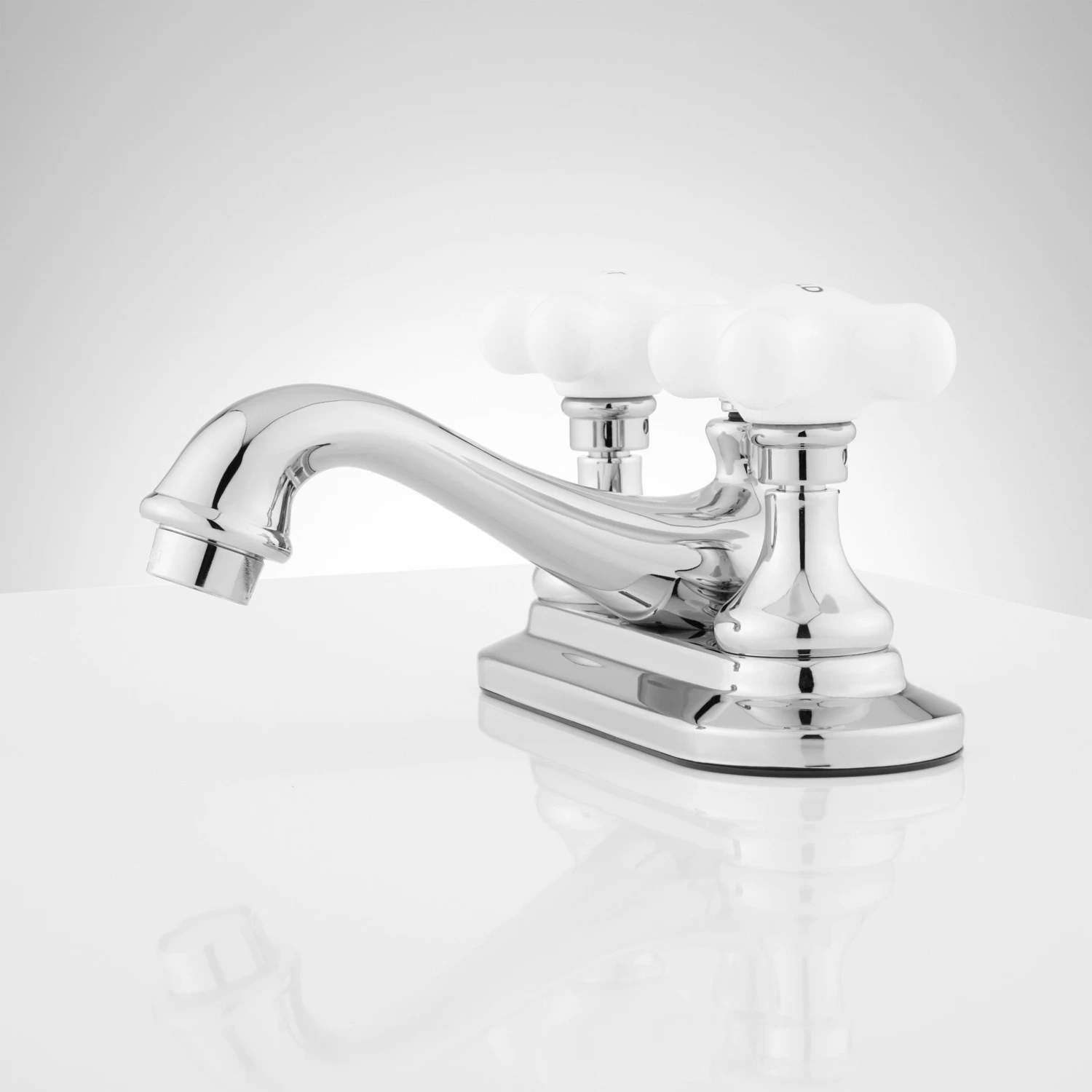Teapot Centerset Bathroom Faucet - Porcelain Cross Handles - Image 4