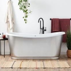 66" Dorset Bateau Cast Iron Skirted Tub - Stainless Steel Skirt