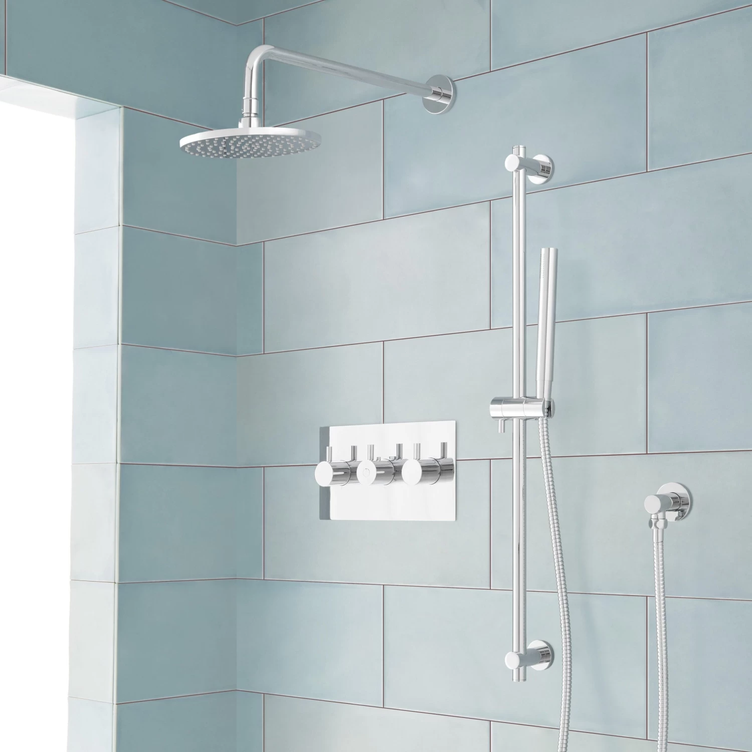 Tosca Thermostatic Shower System With Rainfall Shower And Hand Shower