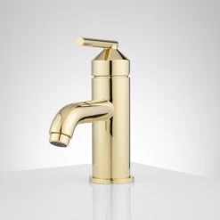 Engle Single-Hole Bathroom Faucet - Pop-Up Drain - Overflow - Polished Brass
