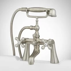 Barlow Deck Mount Tub Faucet And Hand Shower With Metal Cross Handles