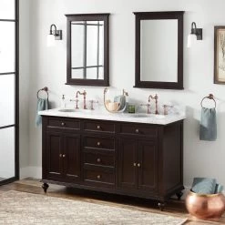 60" Keller Mahogany Double Vanity For Undermount Sinks - Dark Espresso