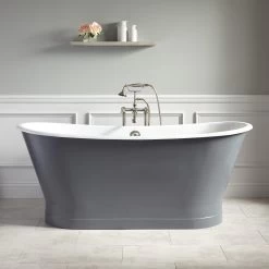 67" Kateryn Bateau Cast Iron Skirted Tub - Dark Gray