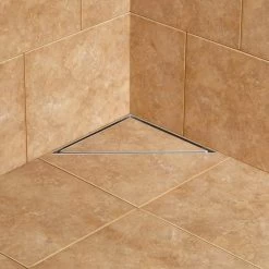 8" Cohen Tile-In Corner Shower Drain - With Drain Flange - Brushed Stainless Steel