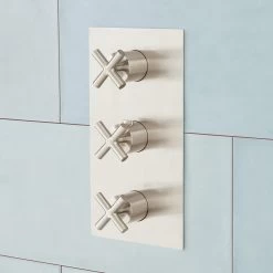 Modern Rectangular 4-Way Thermostatic Valve With Cross Handles