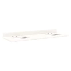 61" X 22" 3cm Quartz Double Vanity Top For Rectangular Undermount Sinks - Arctic White