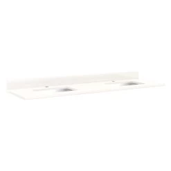 73" X 22" 3cm Quartz Double Vanity Top For Rectangular Undermount Sinks - Arctic White