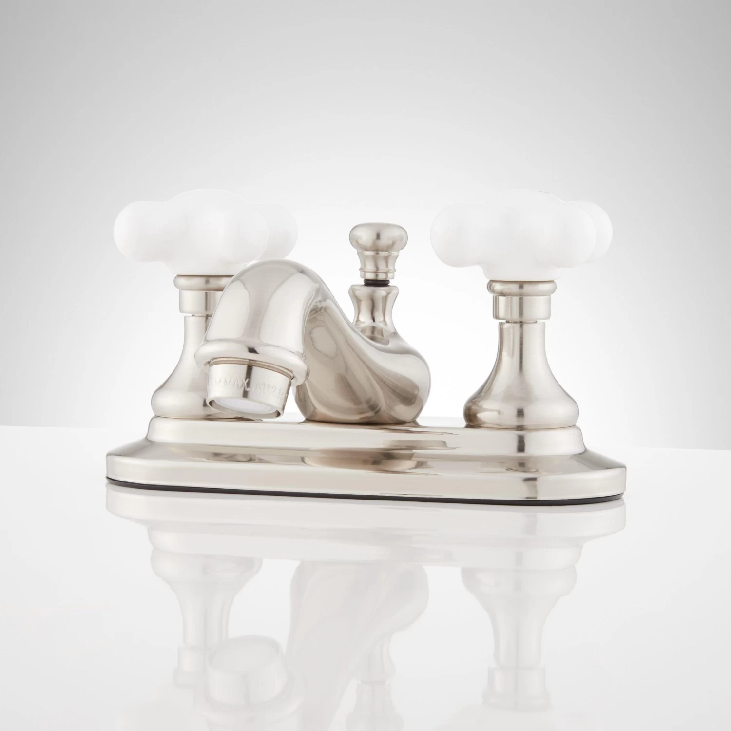 Teapot Centerset Bathroom Faucet - Porcelain Cross Handles