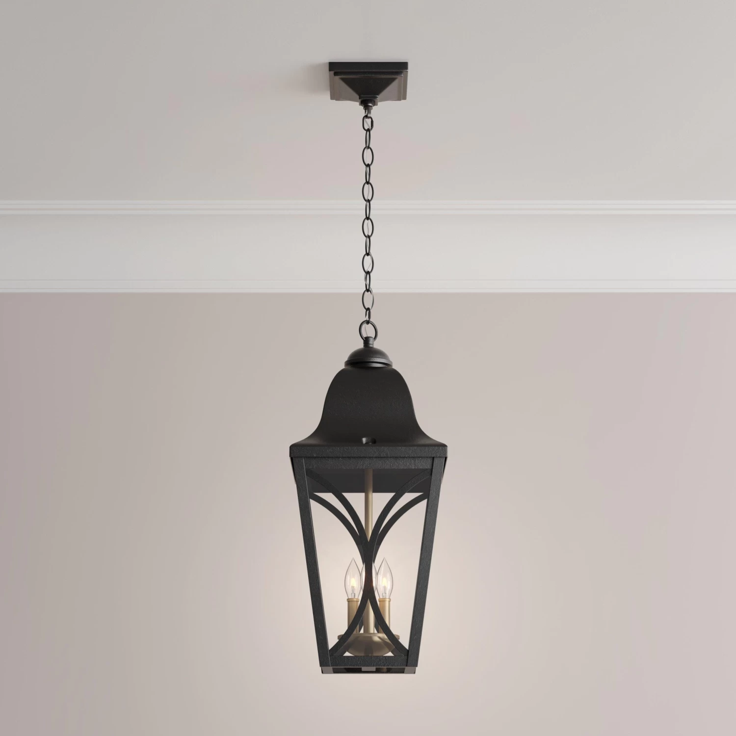 Cardigan 3-Light Outdoor Hanging Pendant - Black Bronze