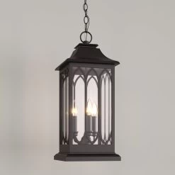 Stonehouse 3-Light Outdoor Pendant - Smooth Bronze