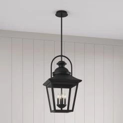 Cedar Manor 4-Light Outdoor Pendant Lantern - Iron Ash