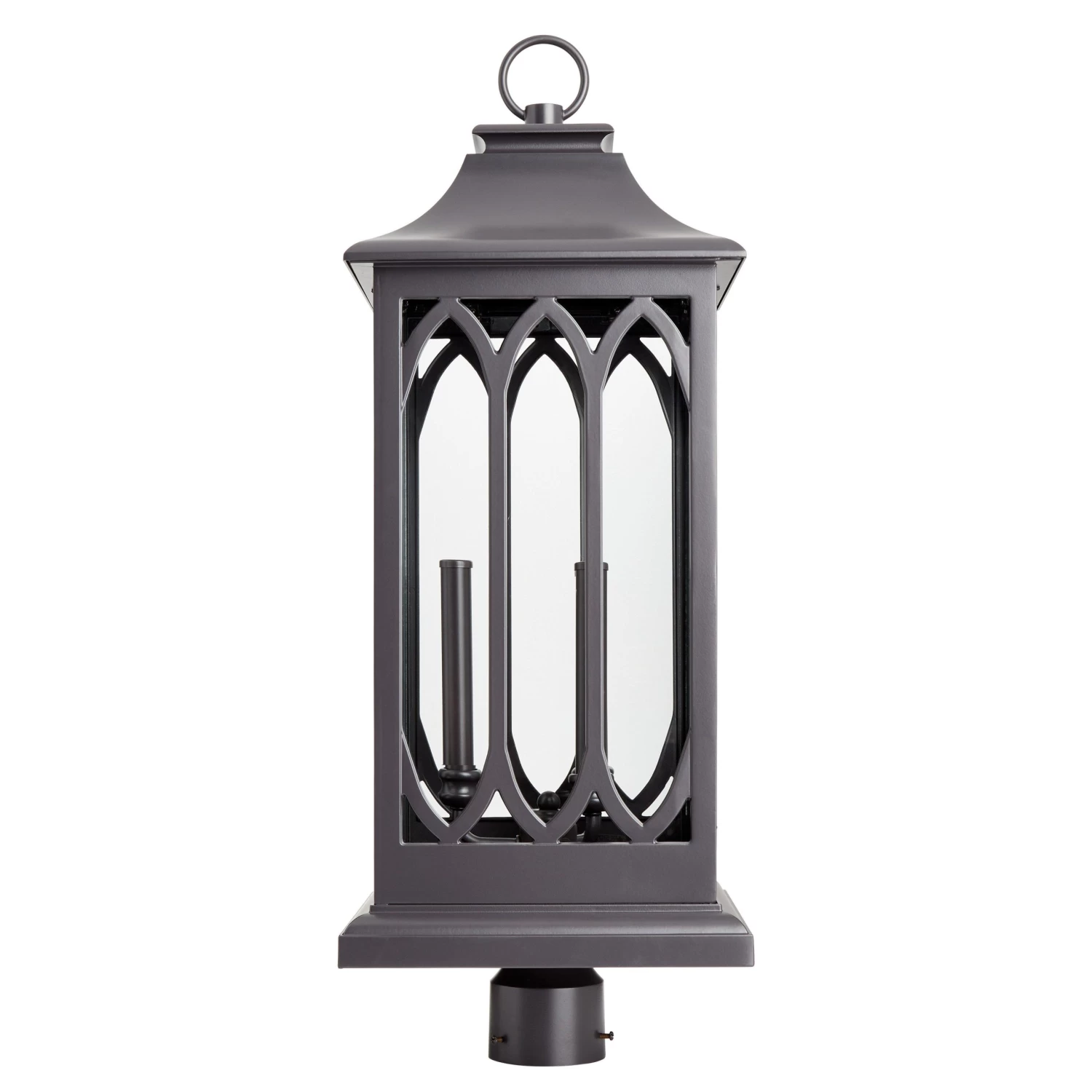 29" Stonehouse 3-Light Outdoor Post Lantern - Smooth Bronze - Image 3