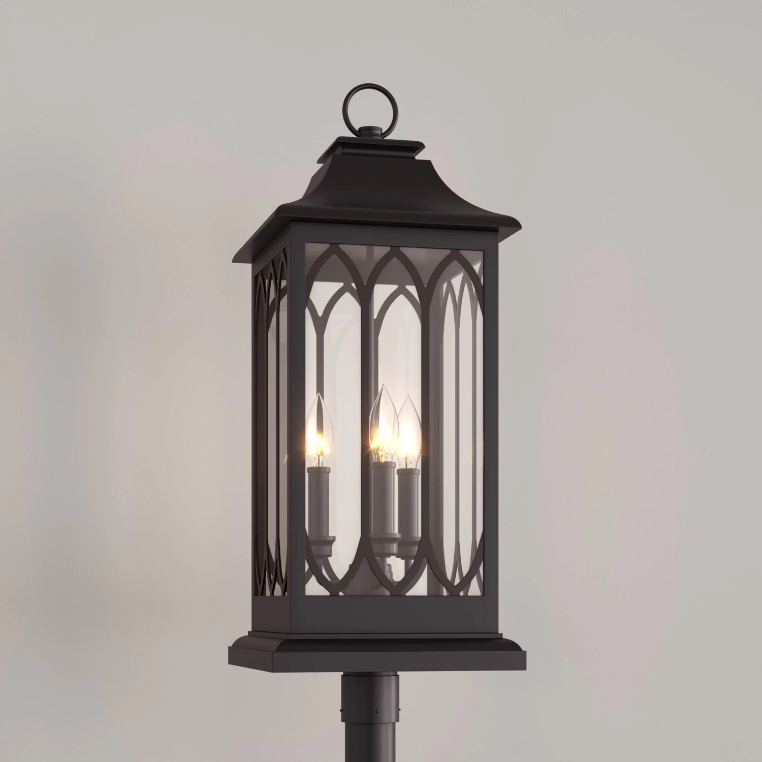 29" Stonehouse 3-Light Outdoor Post Lantern - Smooth Bronze