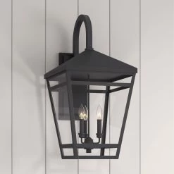 Edgehill 3-Light Outdoor Entrance Wall Sconce - Black