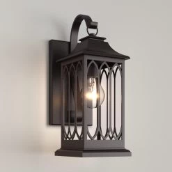 13" Stonehouse Outdoor Entrance Wall Sconce - Single Light - Smooth Bronze