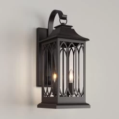 20" Stonehouse 2-Light Outdoor Entrance Wall Sconce - Smooth Bronze