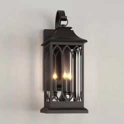 Stonehouse 3-Light Outdoor Entrance Wall Sconce - Smooth Bronze