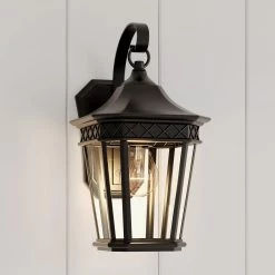13" Foxfield Outdoor Entrance Wall Sconce With Hook - Single Light - Black