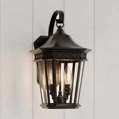 Foxfield 2-Light Outdoor Entrance Wall Sconce - Black