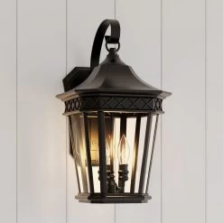 Foxfield 3-Light Outdoor Entrance Wall Sconce - Black