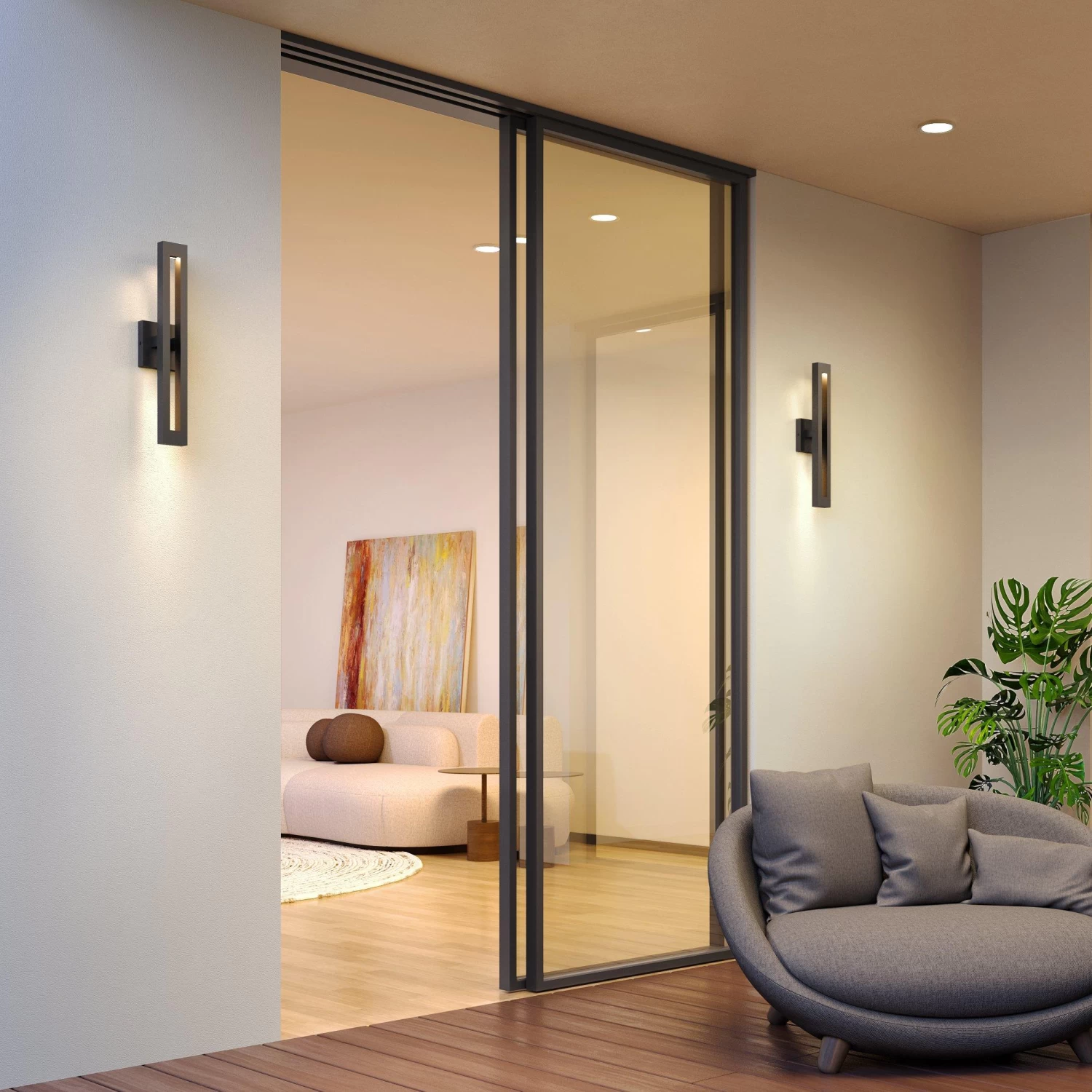 Paddock LED 2-Light Outdoor Entrance Wall Sconce - Image 2