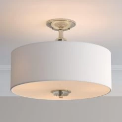 Bankloft 3-Light Semi-Flush-Mount Drum Light - Polished Nickel