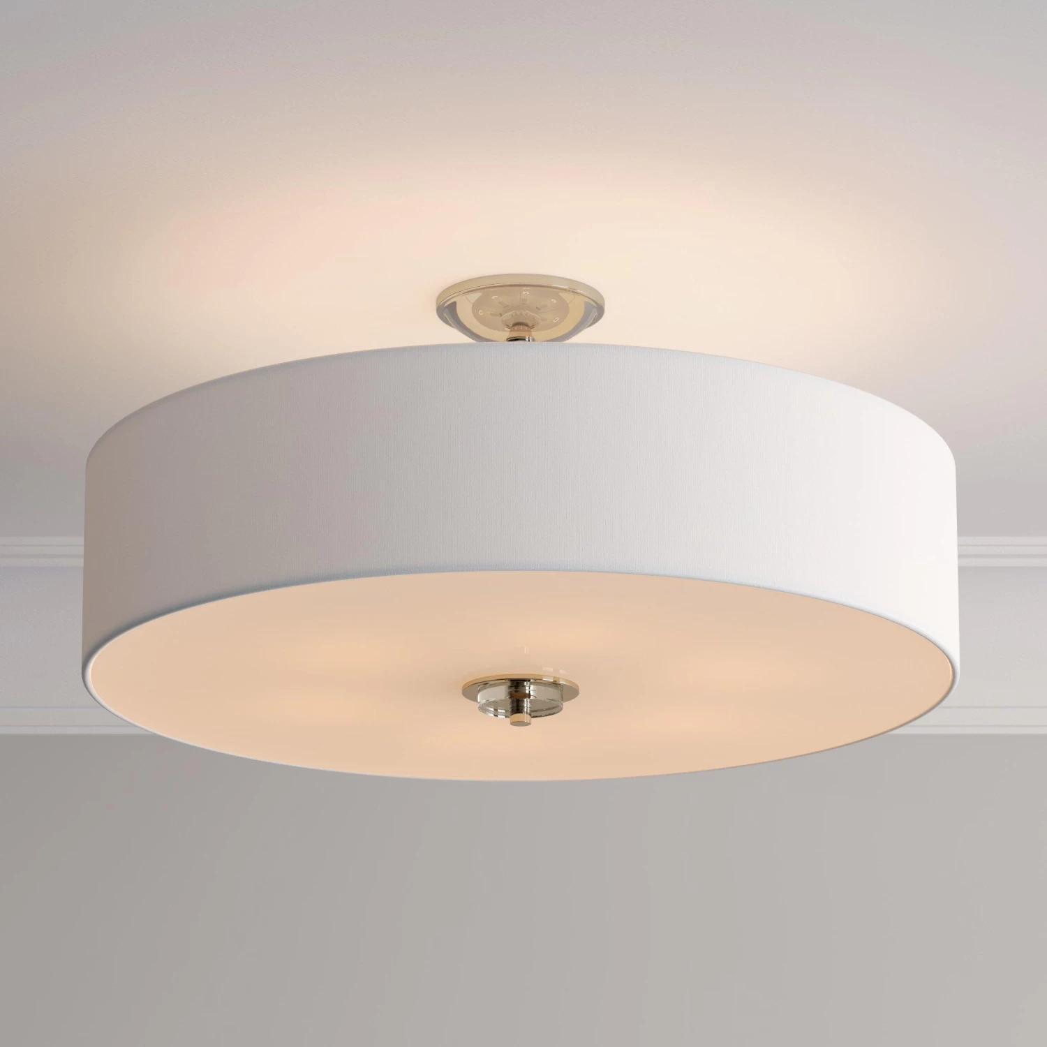 Bankloft 6-Light Semi-Flush-Mount Drum Light - Polished Nickel