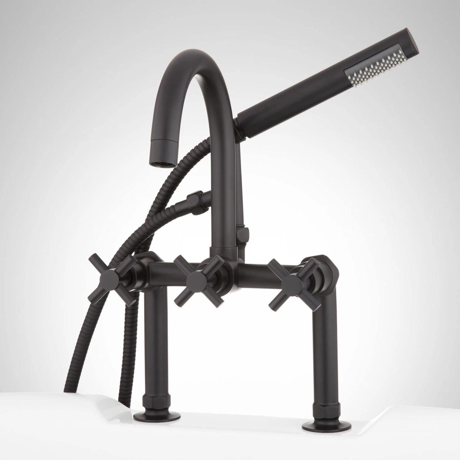 Sebastian Deck-Mount Tub Faucet And Hand Shower - Cross Handles - Image 5