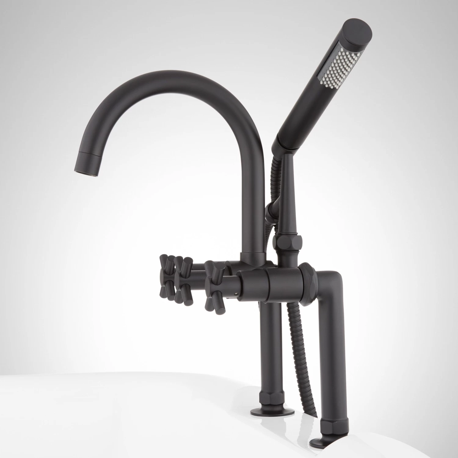 Sebastian Deck-Mount Tub Faucet And Hand Shower - Cross Handles - Image 6