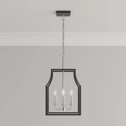 Banewell 4-Light Pendant - Matte Black/Polished Nickel