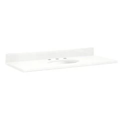 49" X 22" 3cm Quartz Vanity Top For Undermount Sink - 8" Faucet Holes - Feathered White - White Sink