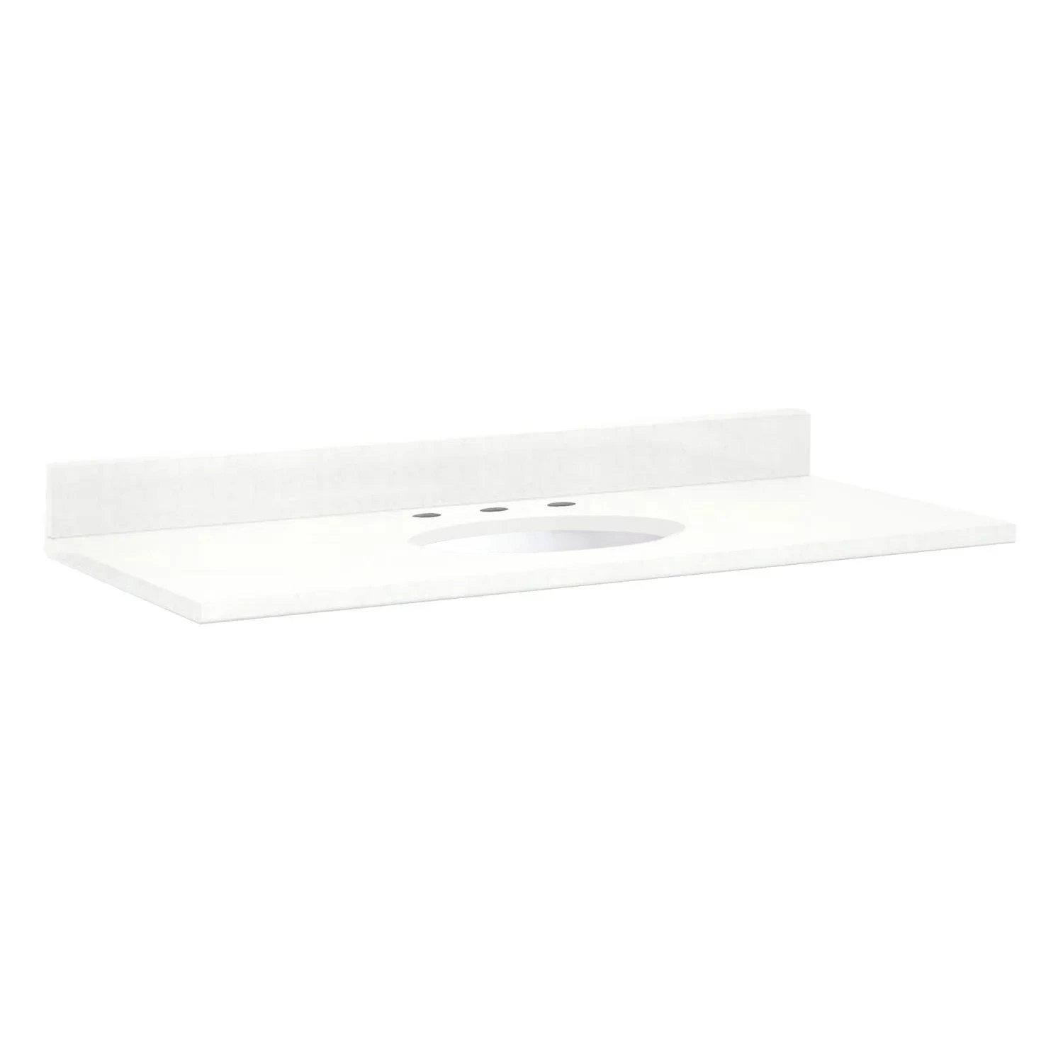 49" X 22" 3cm Quartz Vanity Top For Undermount Sink - 8" Faucet Holes - Feathered White - White Sink