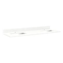 61" X 22" 3cm Quartz Vanity Top For Rectangular Undermount Sinks - Feathered White - White Sink