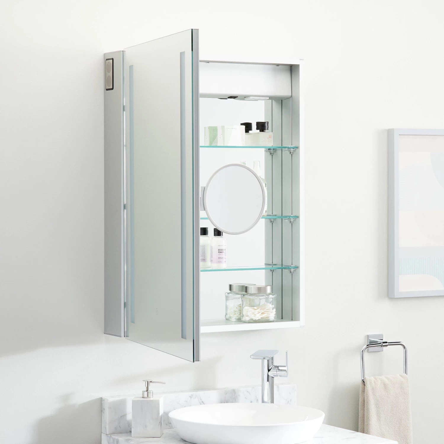 Seren Lighted Medicine Cabinet With Tunable LED And Wireless Speaker - Image 4