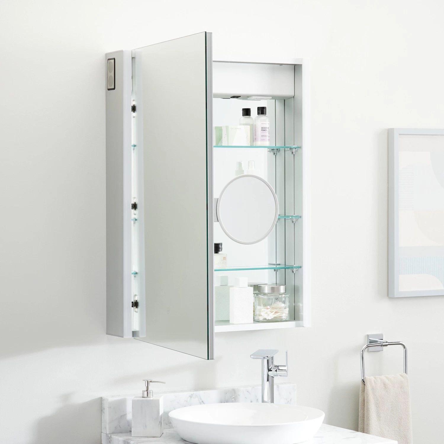 Leda Lighted Medicine Cabinet With Tunable LED And Wireless Speaker - Image 3
