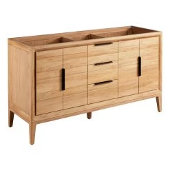 60" Aliso Teak Double Vanity - Natural Teak - Vanity Cabinet Only