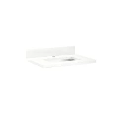 25" X 22" 3cm Quartz Vanity Top For Rectangular Undermount Sink - Feathered White - White Sink